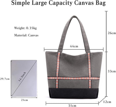 CORIOS Damen Henkeltaschen Canvas Tote Beutel Multifunktionale Henkeltasche Grosse Kapazität Schulte