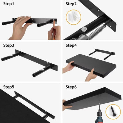 STOREMIC Wandregal Regalbrett schwarz 60cm, Regale für die Wand 2er-Set, Schweberegal mit der höchst