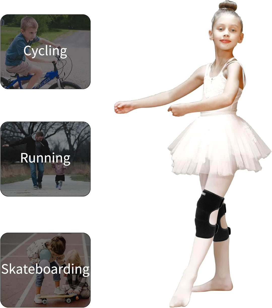 ONTYZZ Kinder Knieschützer Jungen Mädchen Einstellbar Weich Knieschoner mit Verdickten SBR Pad Guard