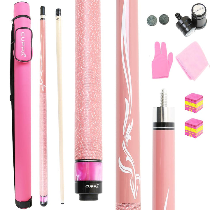Cuppa Pink Pool Cue Stick Maple Shaft, Linen Thread Grip, Lightweight and Stylish Billiard Cue für w