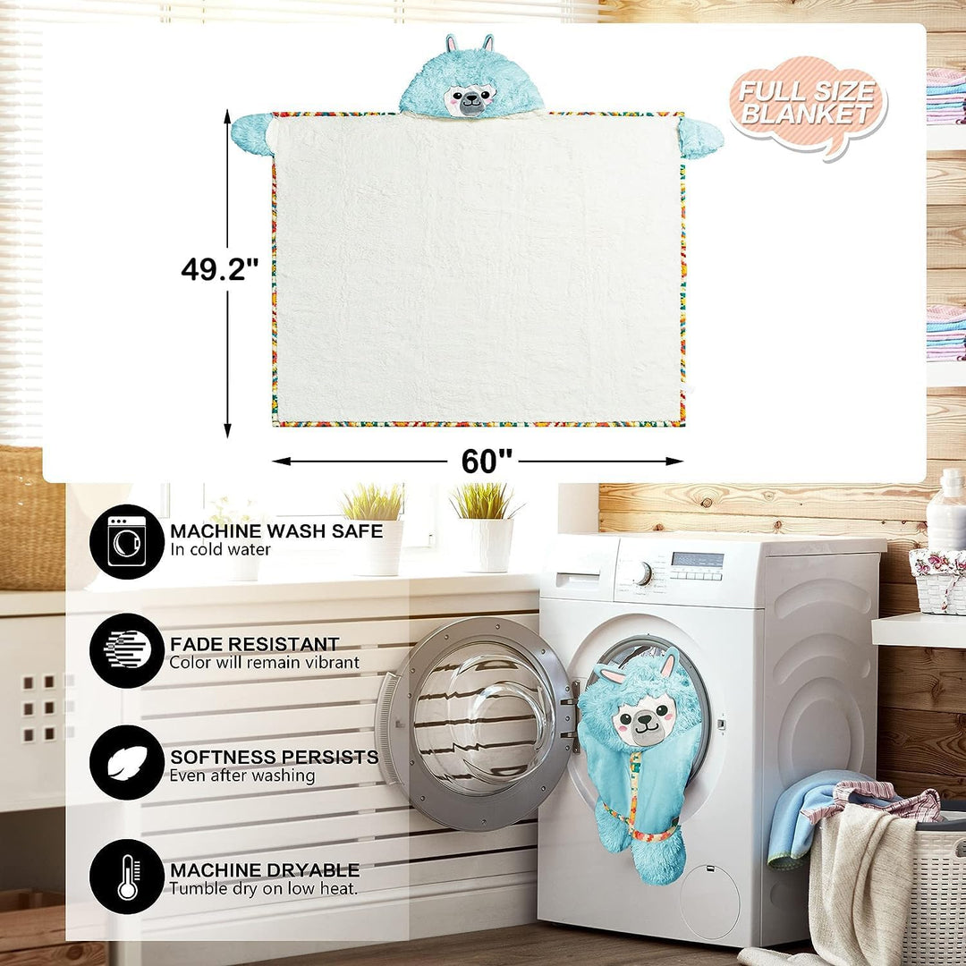 Blaues Lama Alpaka Tragbare Decke Lama Alpaka Geschenke Sofadecke Kuscheldecke Lama Alpaca Wearable