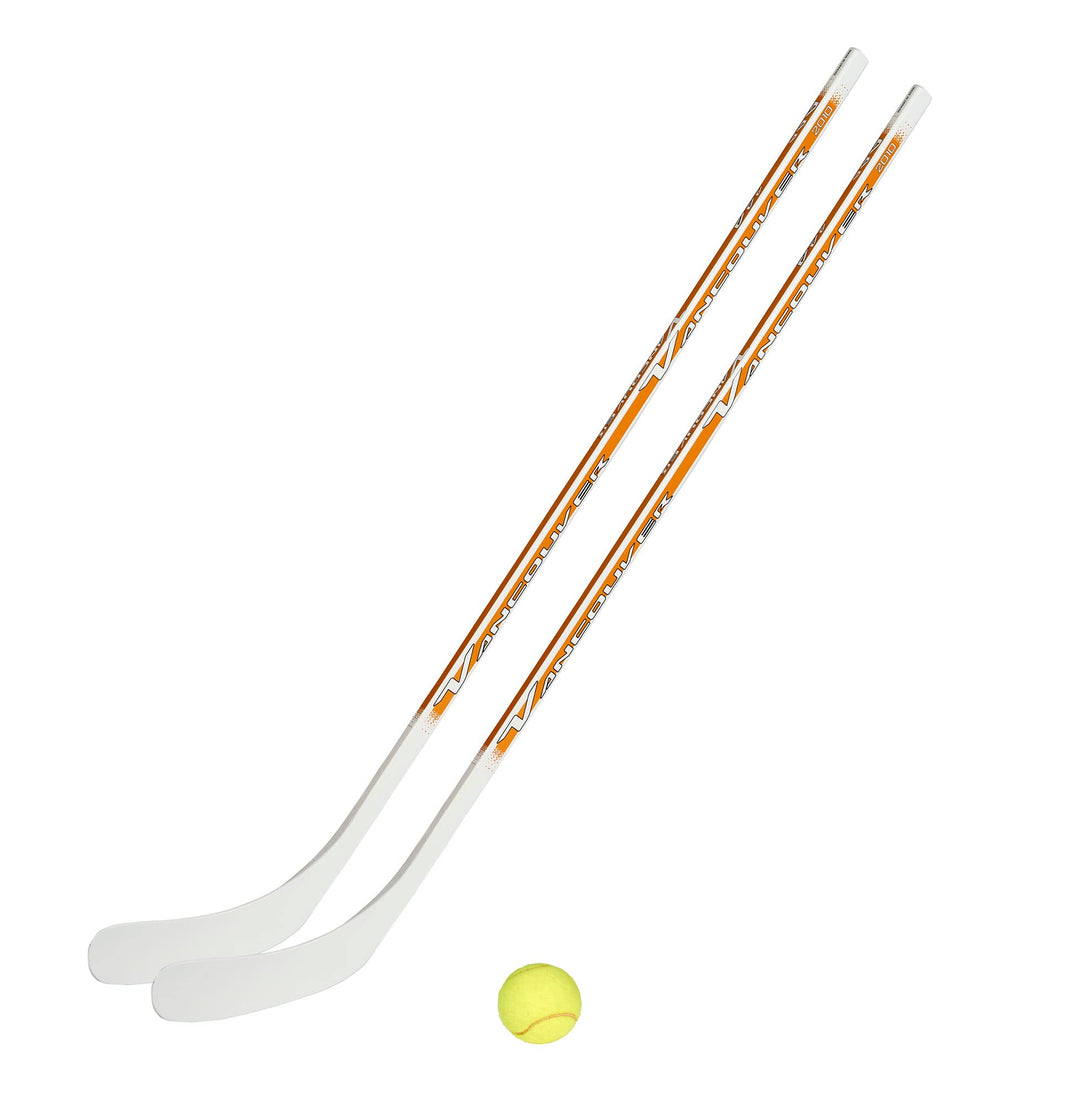 Vancouver Streethockeyschläger-Set Junior 6: 2 Schläger 115cm gerade Kelle & Tennisball