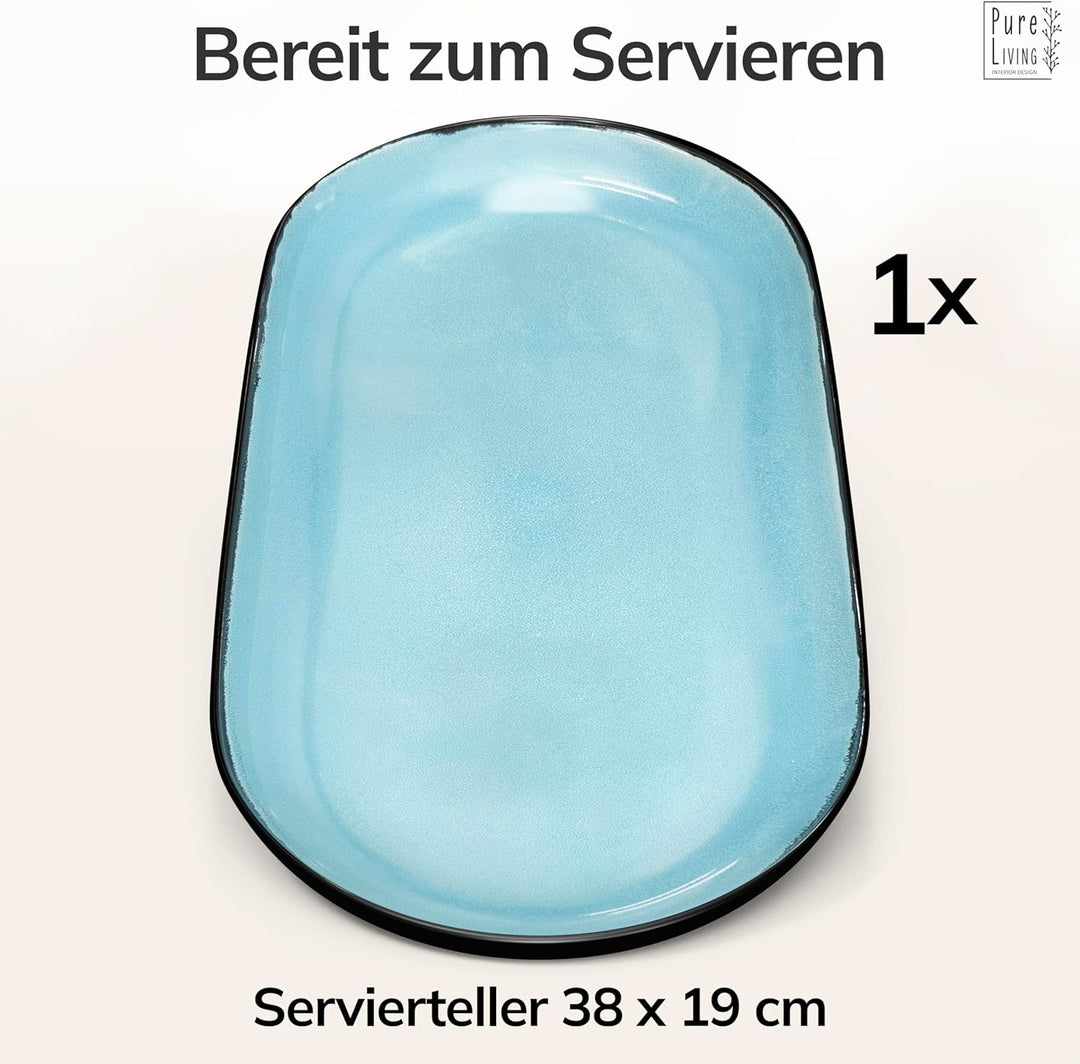 Steingut Servier Teller Gross Ibiza TESTSIEGER, Traumhafte Mediterrane Steingut Servierplatte, Servi