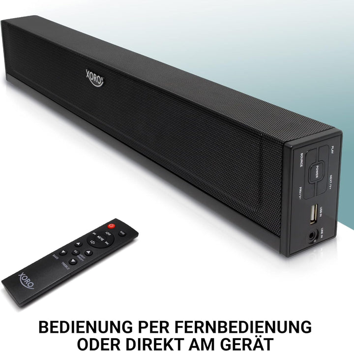 XORO TV Soundbar HSB 50 V2 mit 25 Watt Leistung, Bluetooth Lautsprecher, USB Mediaplayer, Line IN, O