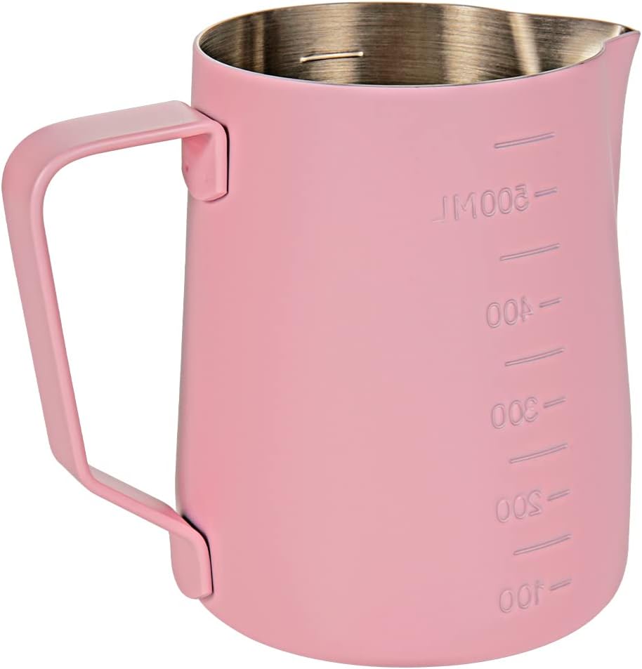Dianoo Espresso Dampfkrug 600ml, Milchaufschäumkrug Edelstahl mit Messung, Milchaufschäumbecher, Kaf
