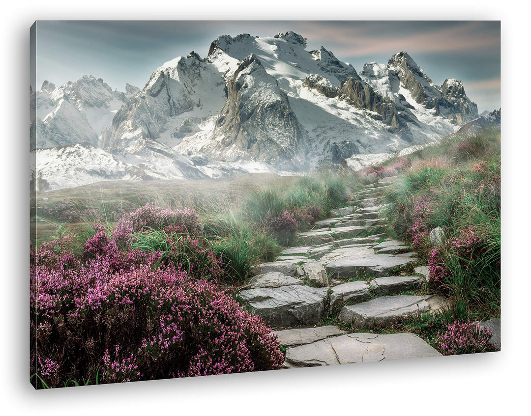 deyoli Steinweg in die Berge Format: 60x40 als Leinwandbild, Motiv fertig gerahmt auf Echtholzrahmen