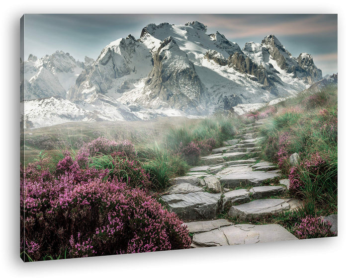 deyoli Steinweg in die Berge Format: 60x40 als Leinwandbild, Motiv fertig gerahmt auf Echtholzrahmen