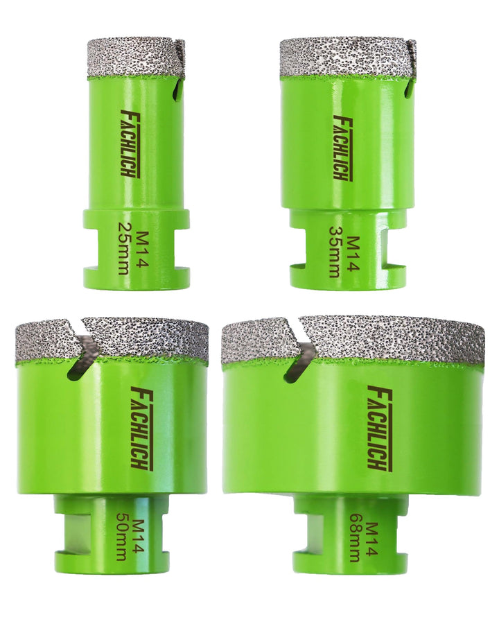 FACHLICH Diamant Fliesenbohrer Set 25/35/50/68mm M14 Diamantbohrer Lochsäge für Porzellan Fliese Gra
