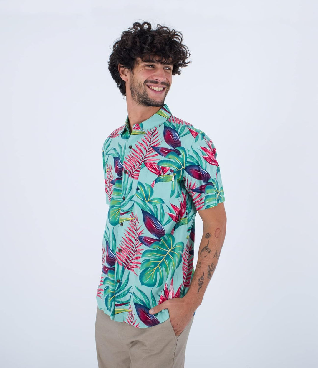 Hurley Herren Rincon S/S Hemd S Tropical Mist, S Tropical Mist
