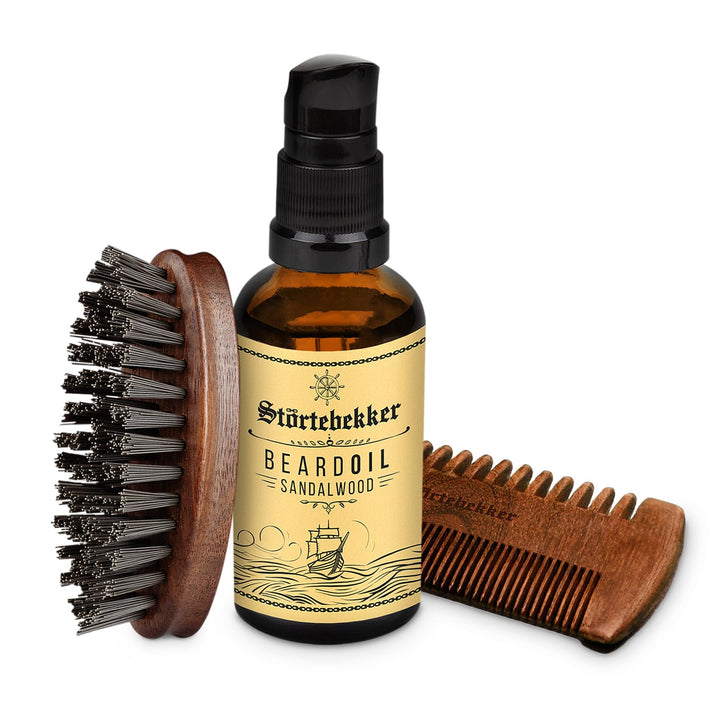 Störtebekker® Premium Bartpflege Set für Männer - inkl. Bartöl (Sandelholz), Bartkamm und Bartbürste