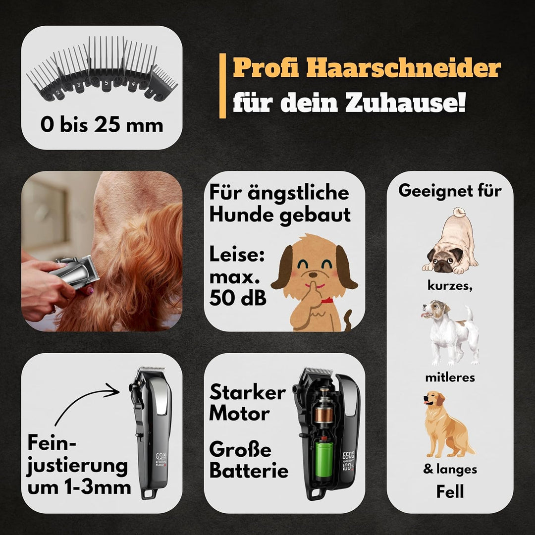 Hundeschermaschine - Leise Profi Schermaschine für Hund Katze Pferd dichtes Fell - Hundetrimmer Hund