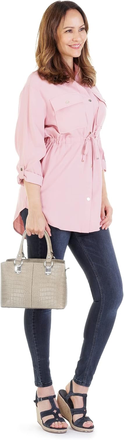 Cluty Umhängetasche echt Leder Damen | Made in Italy, Kroko-Optik Handtasche, Damen Schultertasche,