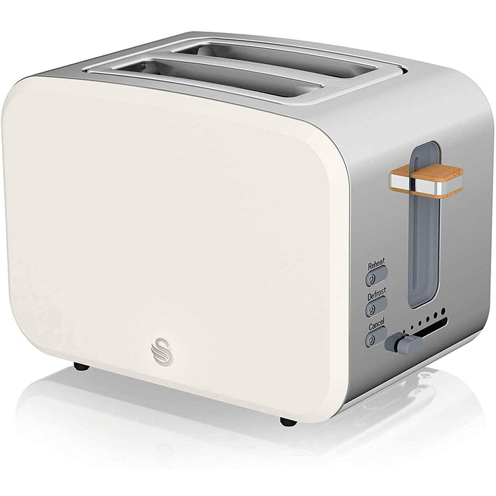 Swan Nordic Breitschlitz-Toaster mit 2 Scheiben, 3 Funktionen, 6 Bräunungsstufen, modernes Design, E