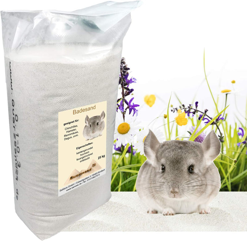25 KG SaMore Chinchillasand Badesand Hamster Degus Rennmäuse hochrein samtweich - Versand mit DHL