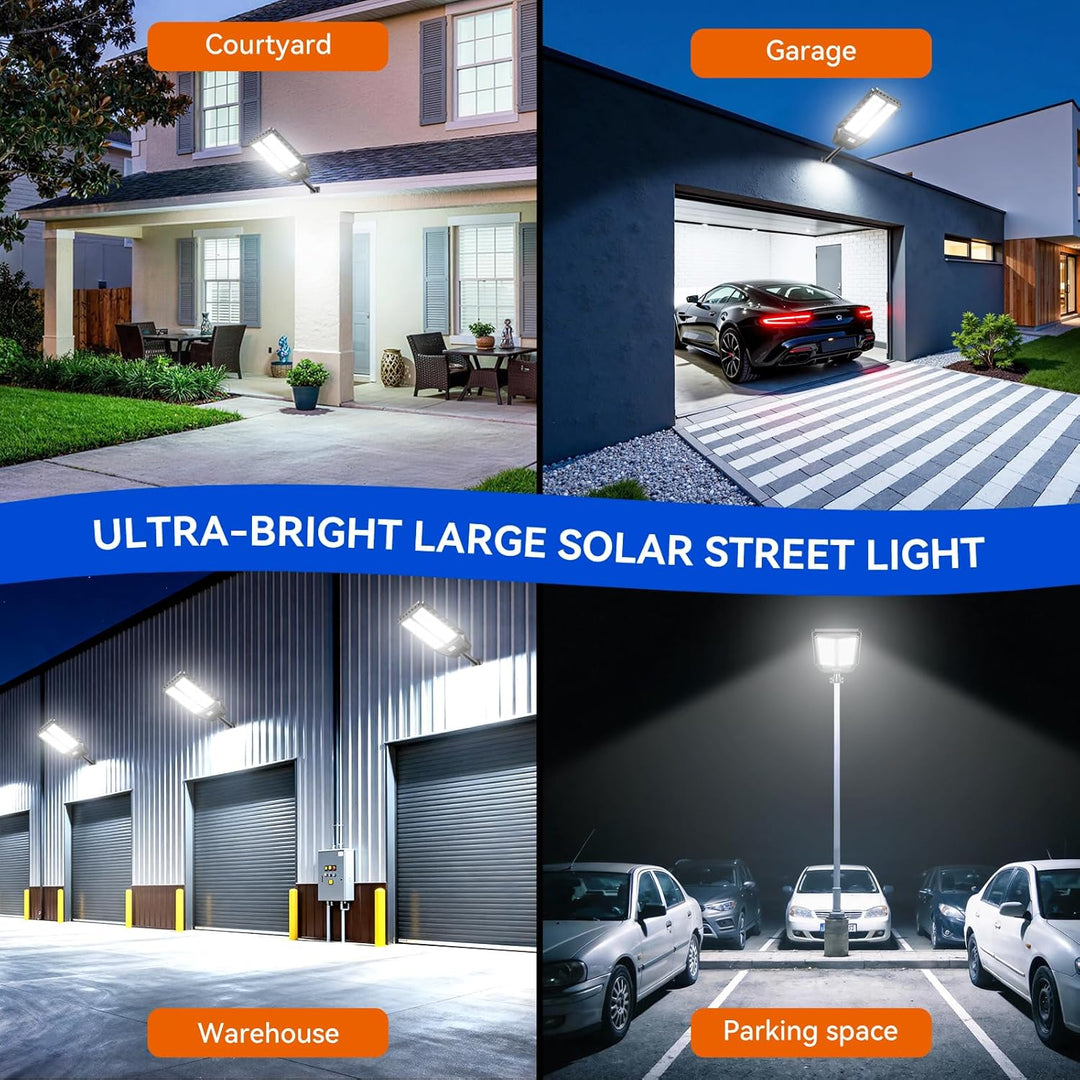 Solarleuchten für Aussen mit Bewegungsmelder 2 Pack-7000K Solar Strassenlaterne, 4 Beleuchtungsmodi,