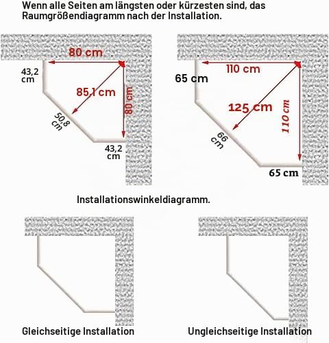 Sikaiqi Dehnbare 304 Edelstahl L-Form Bad Badewanne Eck-Duschvorhangstange (Diamond Schwarzer, Länge