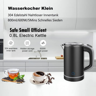 MiliPow 800ML Reisewasserkocher, 4 Minuten schnelles Kochen, Tragbarer Wasserkocher, Mini Camping Wa