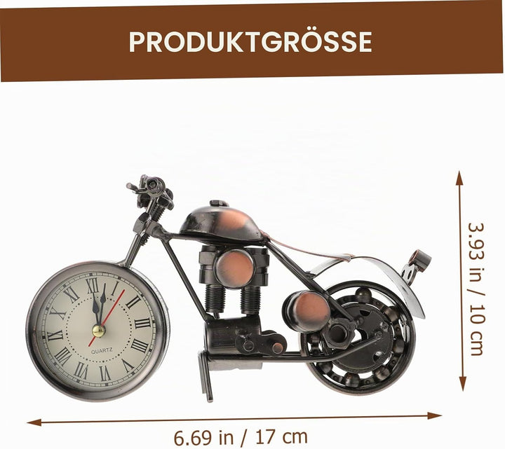VALICLUD Vintage Motorrad Tischuhr Aus Robustem Eisen Dekorative Uhr Und Stilvolles Modell Für Büro