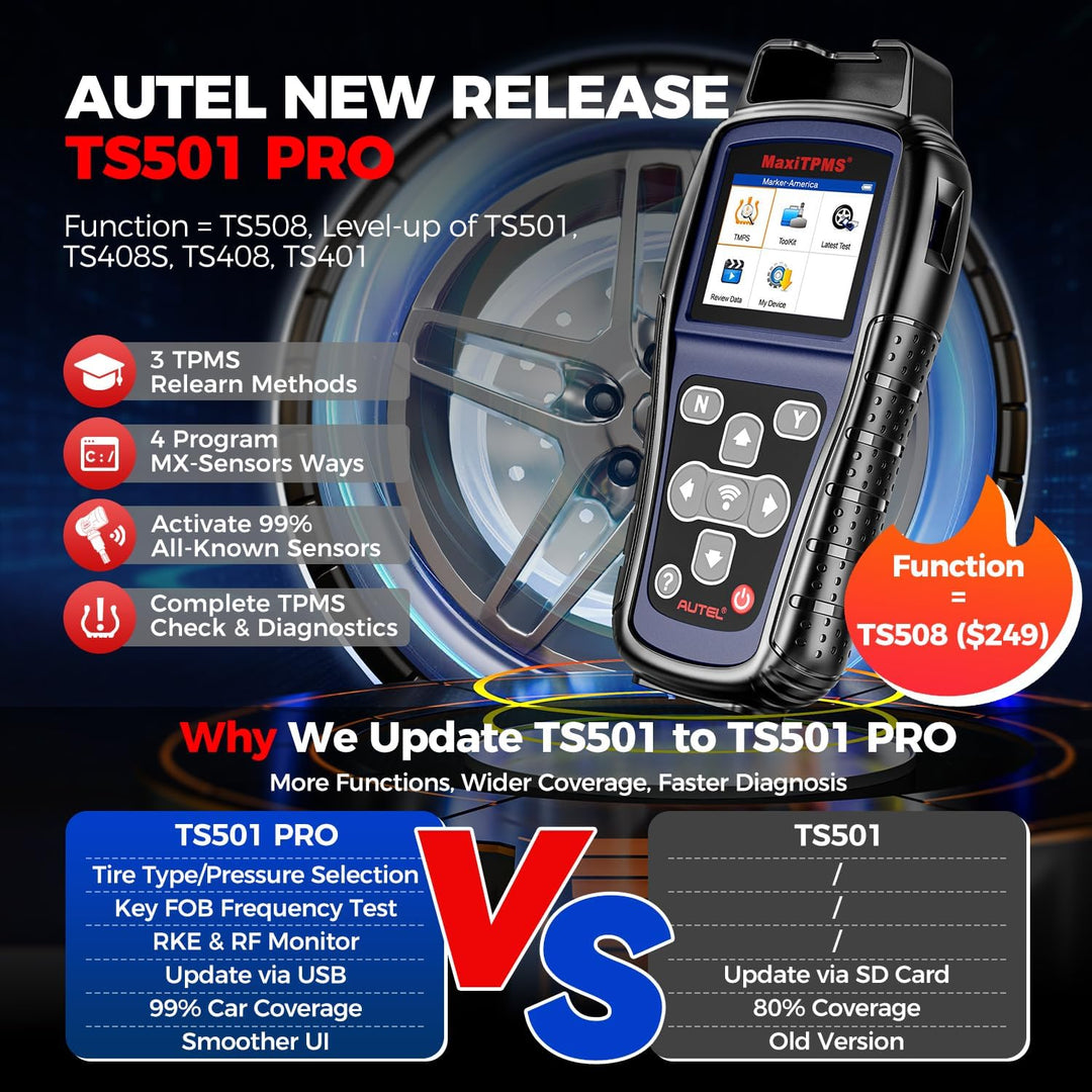Autel MaxiTPMS TS501 2023 Neuestes TPMS-Neulerntool, Aktivierung Aller Markensensoren und Programmie