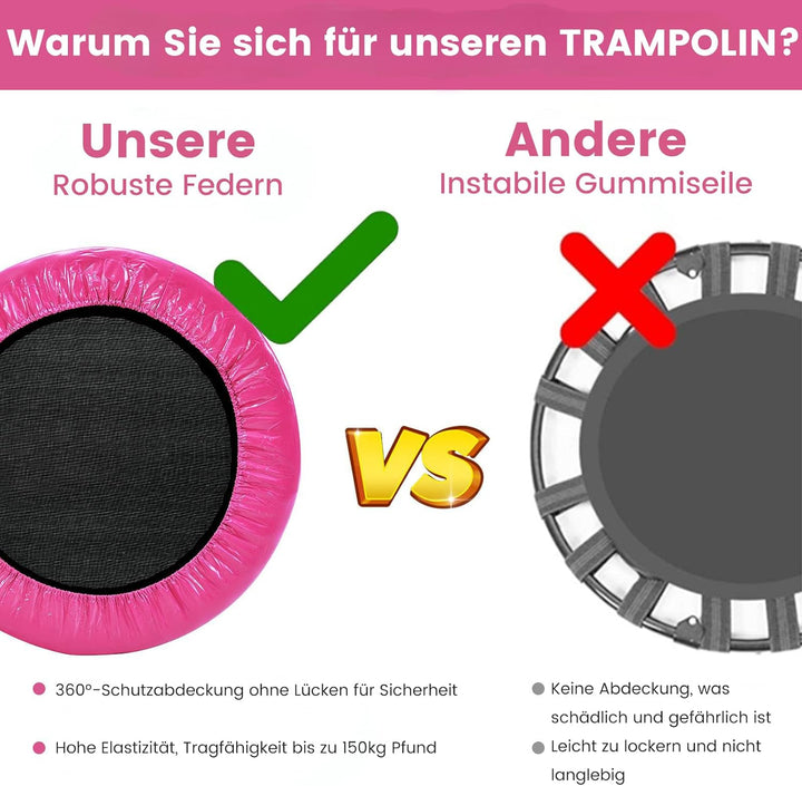 GYMAX Ø97 cm Mini Trampolin klappbar, Fitness Trampolin für Erwachsene & Kinder, Gartentrampolin bis