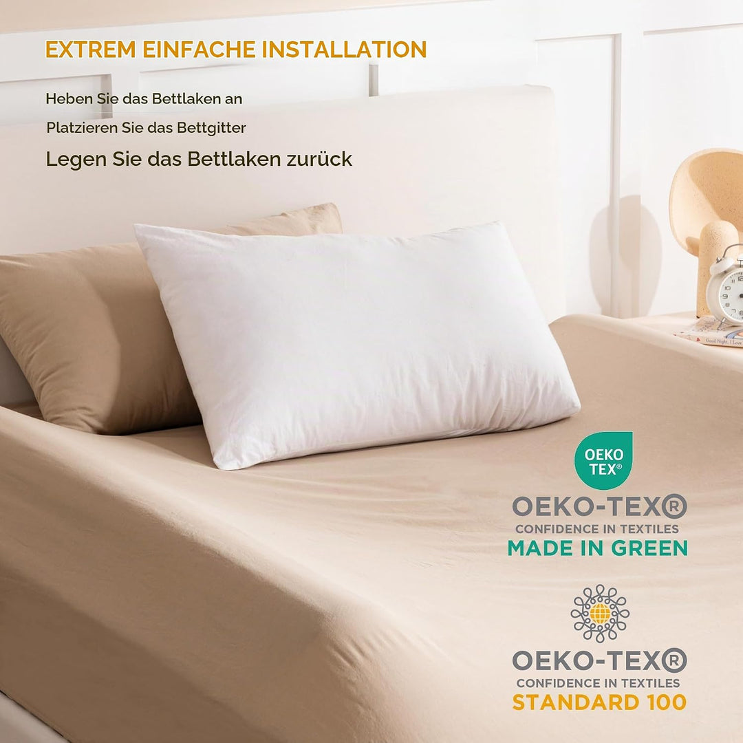 Kohentact Faltbares Baby Bettgitter Rausfallschutz 2stk aus Foam mit Auflage &amp; rutschfesten Pads - W