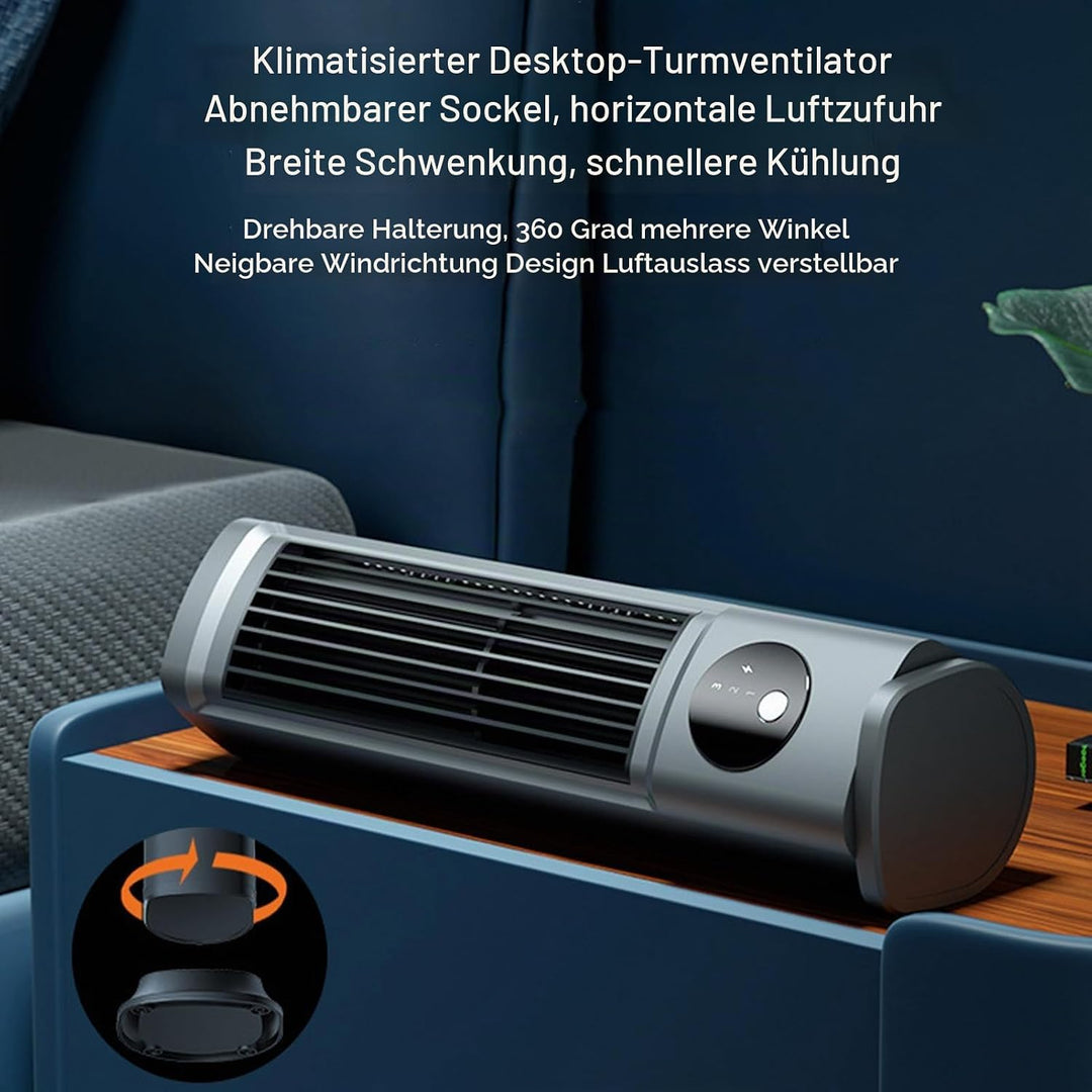 Goshyda Desktop-Turmventilator, Tragbarer Blattloser Tischventilator mit 3 Einstellbaren Geschwindig