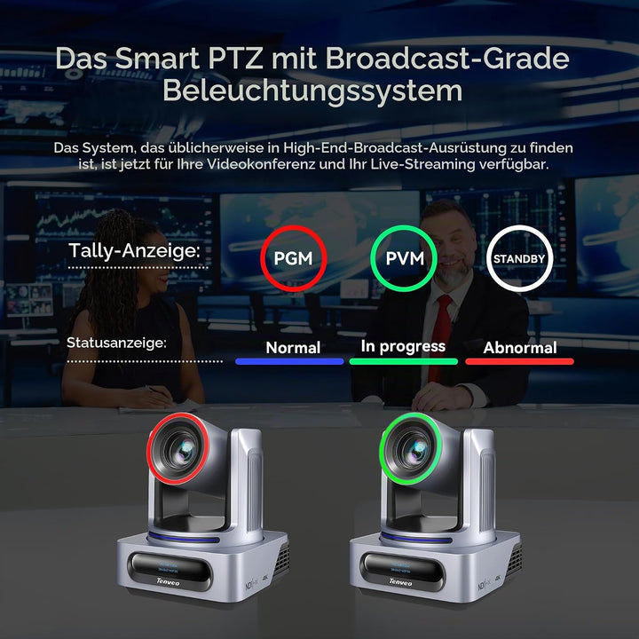 Tenveo 4K PTZ-Kamera mit NDI, AI-Auto-Tracking, 20-Fach Optischer Zoom, 3G-SDI USB3.0 HDMI LAN PoE A