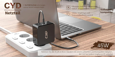 CYD 45W 19.5V 2.31A PowerFast-Notebook-Netzteil für Hp-ladekabel Laptop Spectre X360 15 Stream 11 13