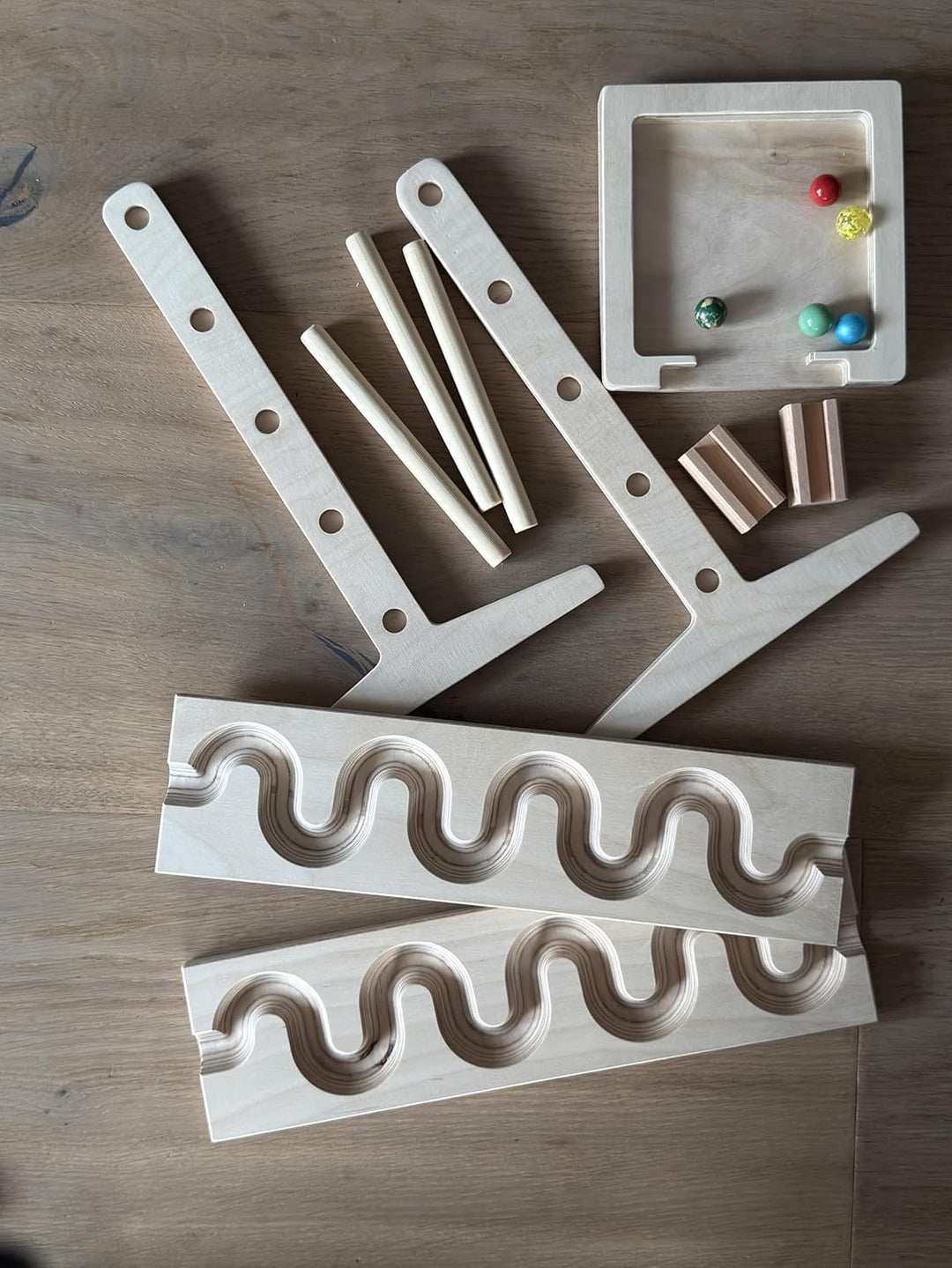 Grosses Murmelbahn-Set, Schlängelplatten inklusive Verbinder Glas Murmel Turm Auffangschale schlänge