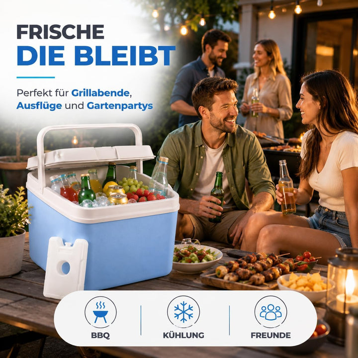 Kühlbox 15 Liter mit mobilen Kühlakku/Kühlelement für extra Lange Kühlung - Kühltasche/Thermobox Bla