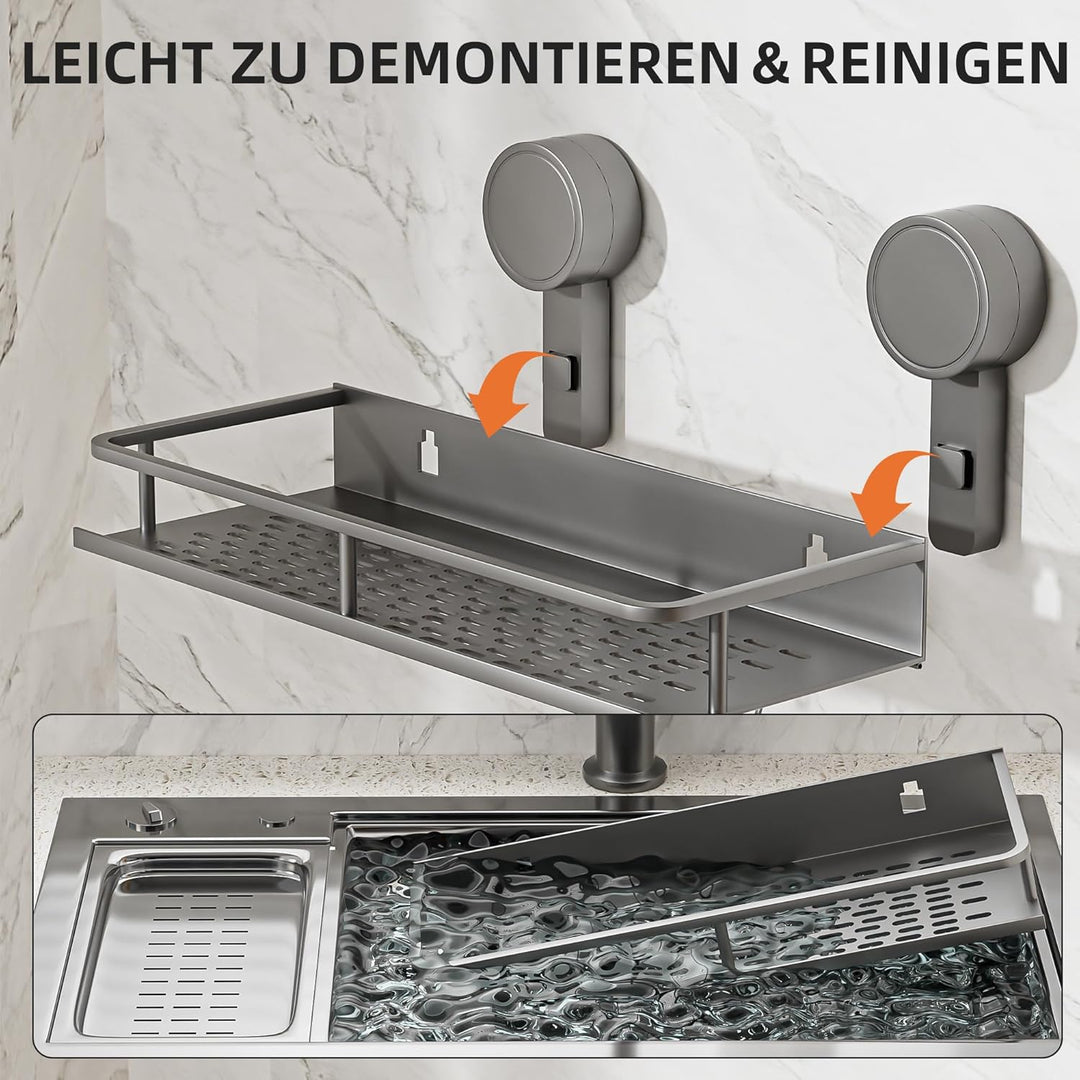Saugnapf Ohne Bohren Duschablage,10kg Tragfähigkeit Badregal für Shampoo Conditioner,Abnehmbare und