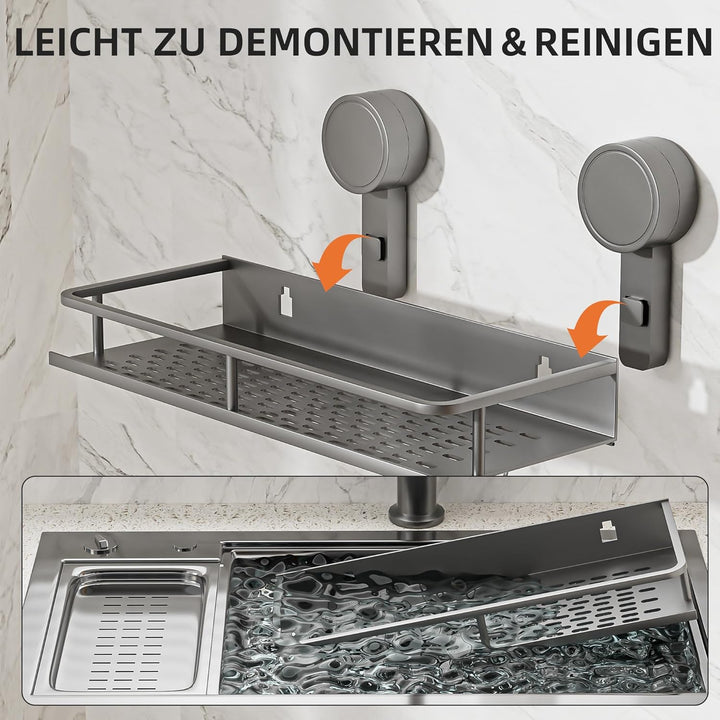 Saugnapf Ohne Bohren Duschablage,10kg Tragfähigkeit Badregal für Shampoo Conditioner,Abnehmbare und