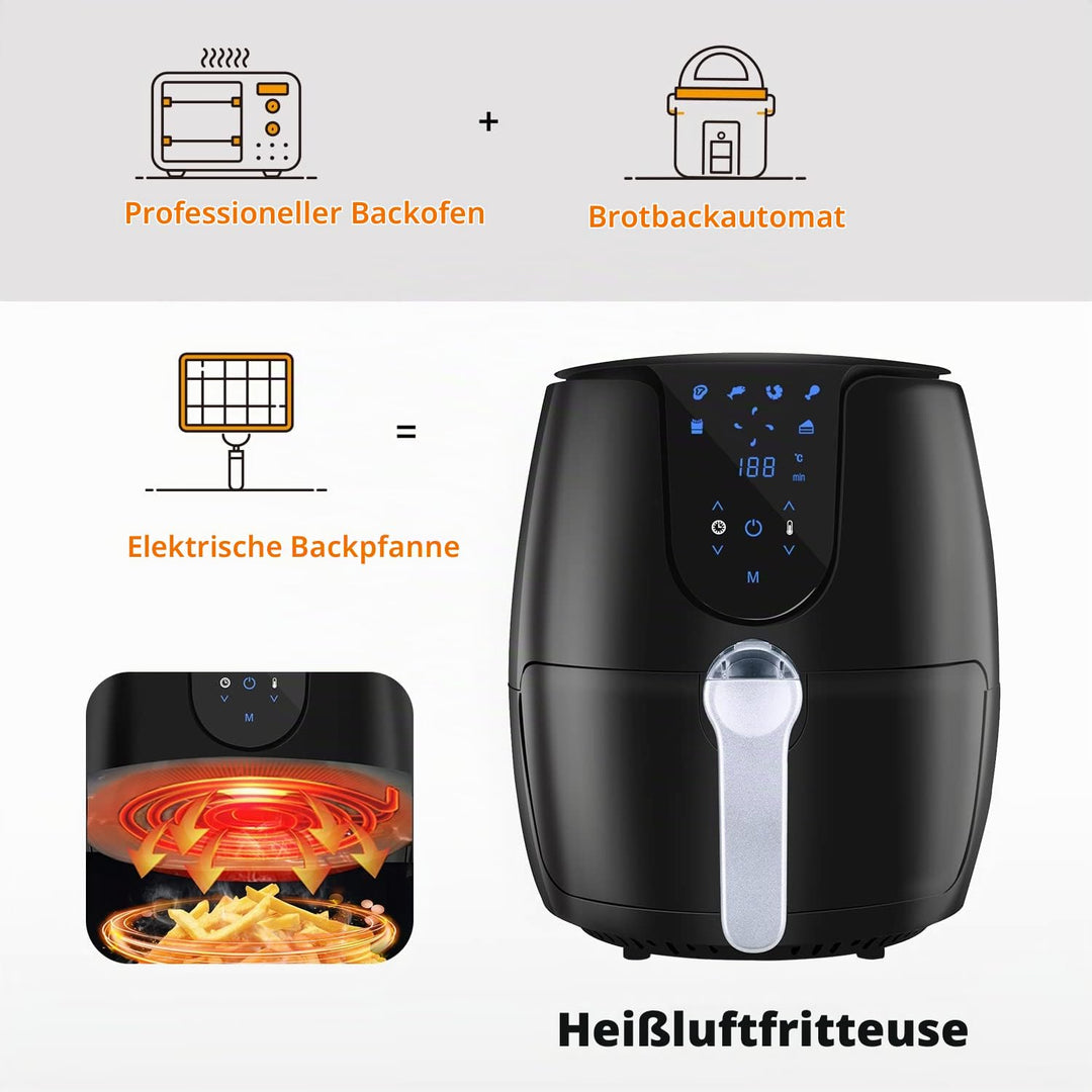 Heissluftfritteuse Airfryer Heissluftfriteuse mit 6 Verschiedenen Kochprogrammen Heissluftfritteuse