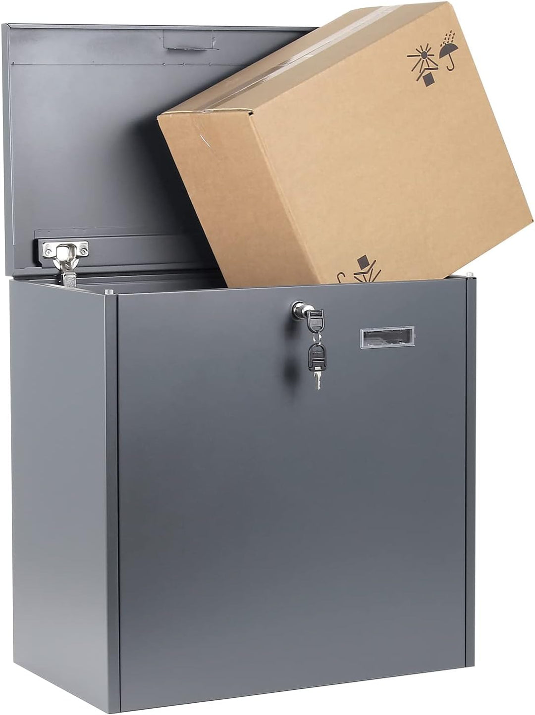 Wiltec Paketkasten grau 508 x 315 x 500 mm, Paketbox Zuhause, Private Paketannahme passend für Paket