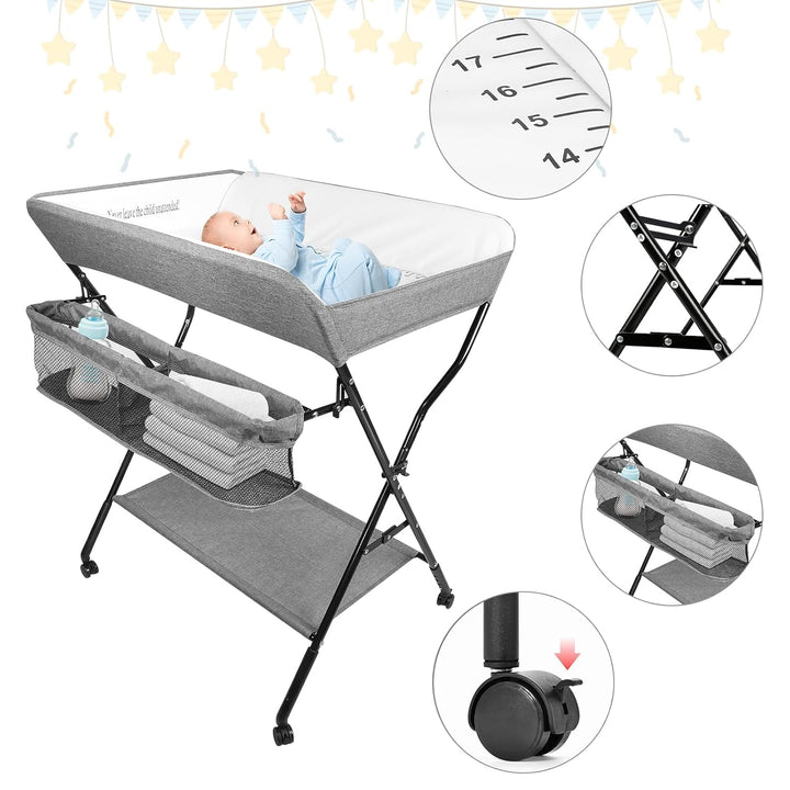 Wickeltisch Faltbar und Tragbar 3 in 1, max. Belastung 25 kg für neue, Wickeltisch mit Aufbewahrungs