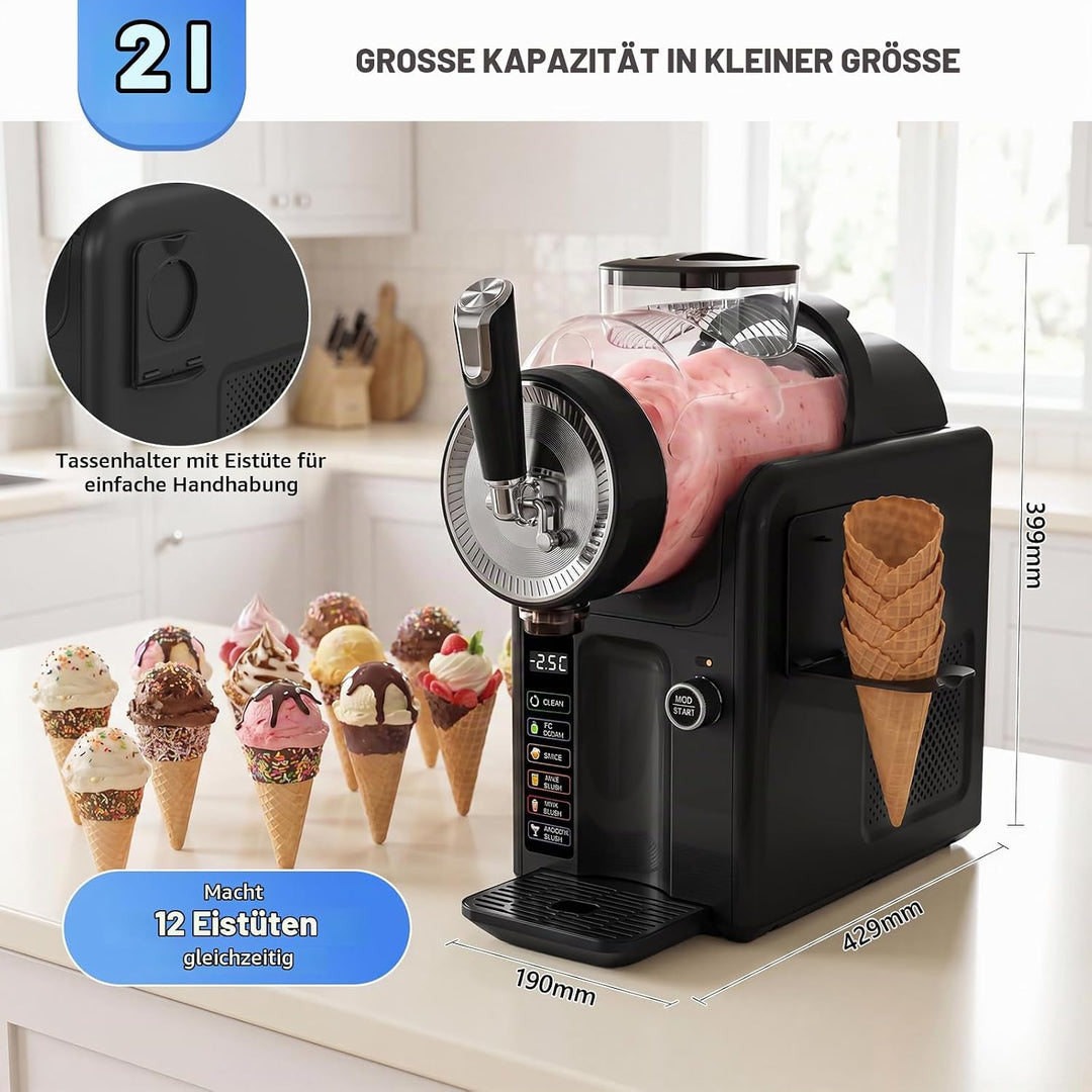 Slush Maschine,slushie maschine 2L Softeismaschine,Slushie Maschine für Zuhause,Maschine mit LED-Dis