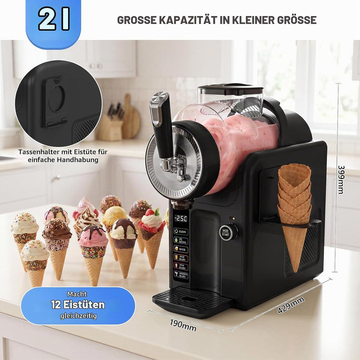Slush Maschine,slushie maschine 2L Softeismaschine,Slushie Maschine für Zuhause,Maschine mit LED-Dis