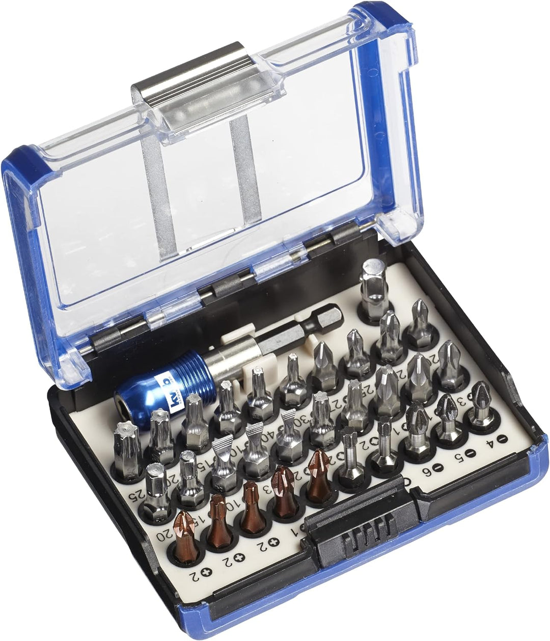 kwb Bit-Box – 32-tlg. schlagfeste Bits, Edelstahl-Bits, Torsion-Bits und Standard-Bits inkl. Schnell