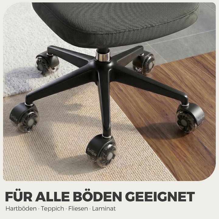 Sytopia Bürostuhl Rollen 70mm 5er Set, 11x22mm Rollen für Bürostühle, Hartboden, Parkett, Bodenschut