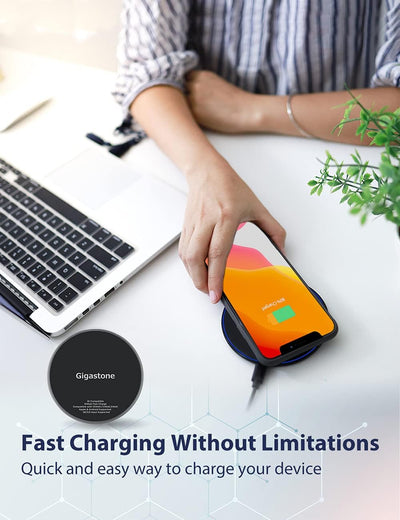 Gigastone Wireless Charger [ 2 Pack ] 15W Max Schnellladeständer, Qi Kabellose Ladestation, Kompatib