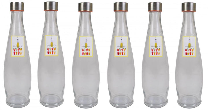 BURI 6x Glasflasche 1L mit Schraubdeckel Flasche Schraubverschluss Saft Most Flasche