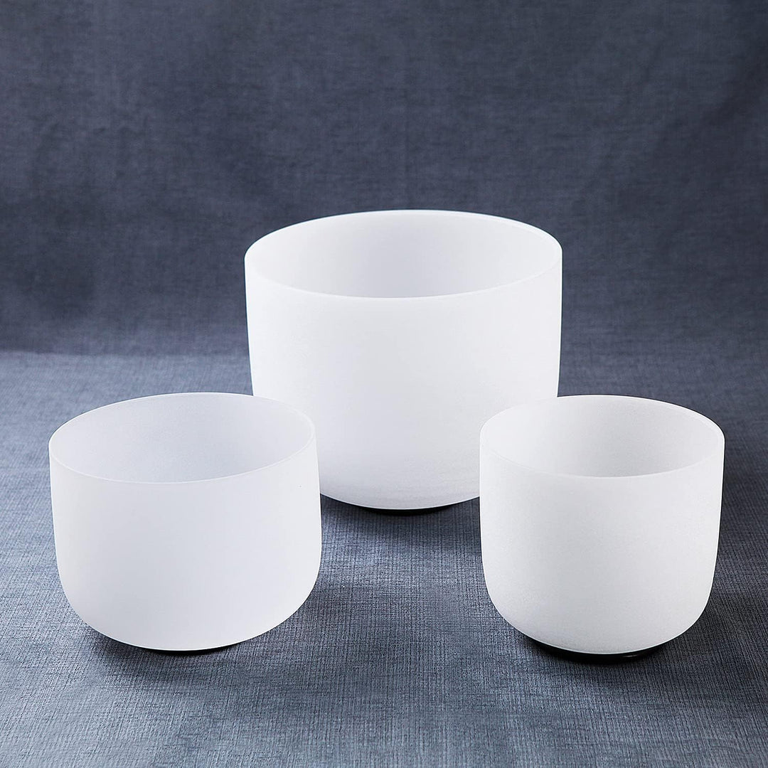 Hye-eun Kristall Klangschalen Set 3 Stück (6-10 Zoll,6"B 8"E 10"C) mit 432Hz Crystal Bowls Klangscha