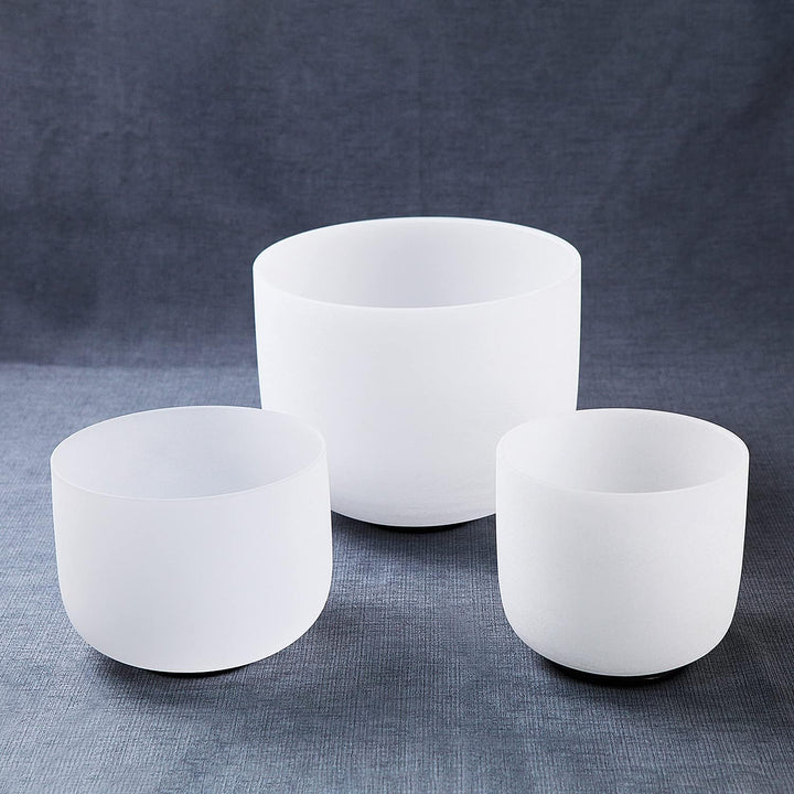 Hye-eun Kristall Klangschalen Set 3 Stück (6-10 Zoll,6"B 8"E 10"C) mit 432Hz Crystal Bowls Klangscha