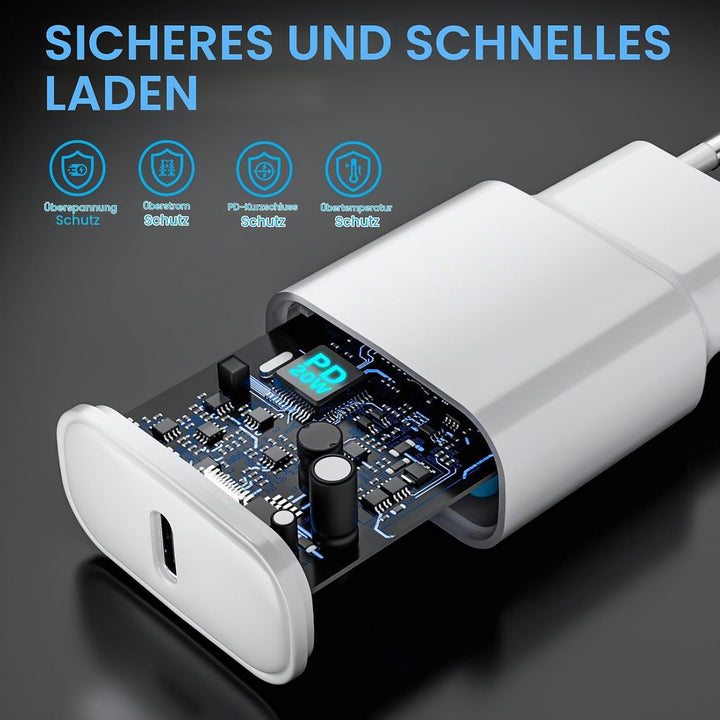 25W USB C Ladegerät Ladekabel für iPhone 17 16 15 Pro Max Plus, PD3.0 USB C Power Adapter Schnelllad