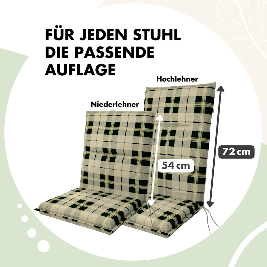 Doppler Auflage für Niederlehner Spot schwarz beige kariert I Gartenstuhl-Polster 100x48x5cm aus Bau