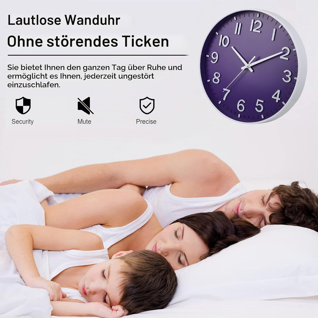 HZDHCLH 30cm Lautlos Wanduhr Schleichende Sekunde mit Arabisch Ziffer ohne Ticken für Dekoration Woh