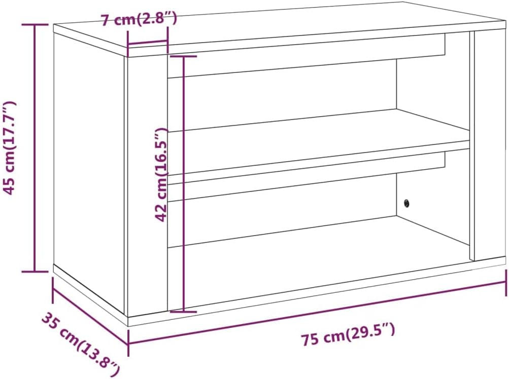 FIRBNUS Schuhregal Räuchereiche 75x35x45 cm Holzwerkstoff Schuhorganizer Schuhaufbewahrung Schuhschr
