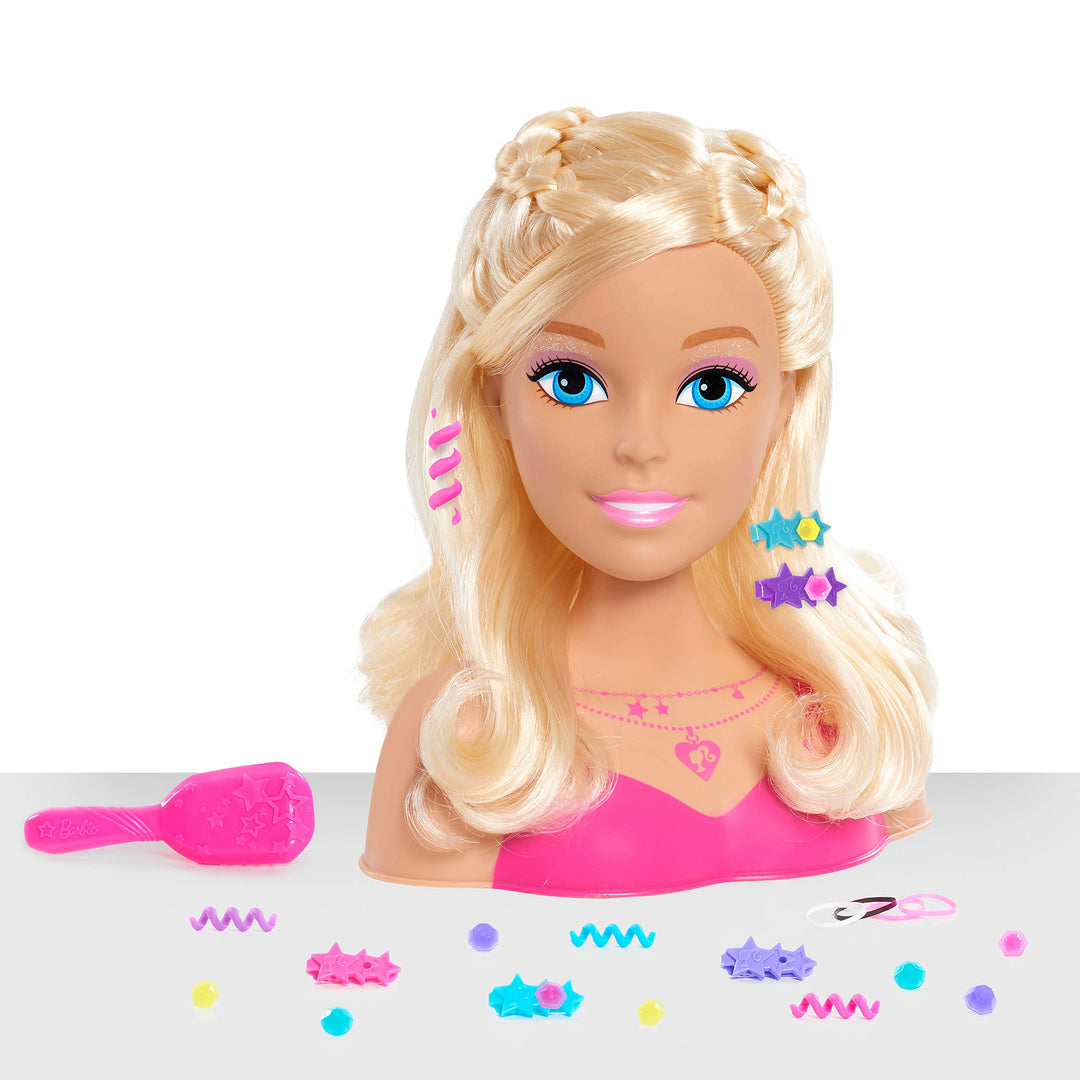 Just Play Barbie Blondes Haar Frisierkopf 20cm mit 20 Zubehörteilen für Styling-Spass, ab 3 Jahren