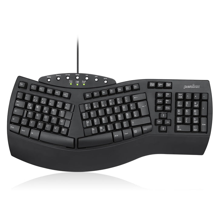 Perixx PERIBOARD-512 Ergonomische Tastatur - Geteiltes Tastenfeld - USB - Empfohlen bei Tennisarm -Q