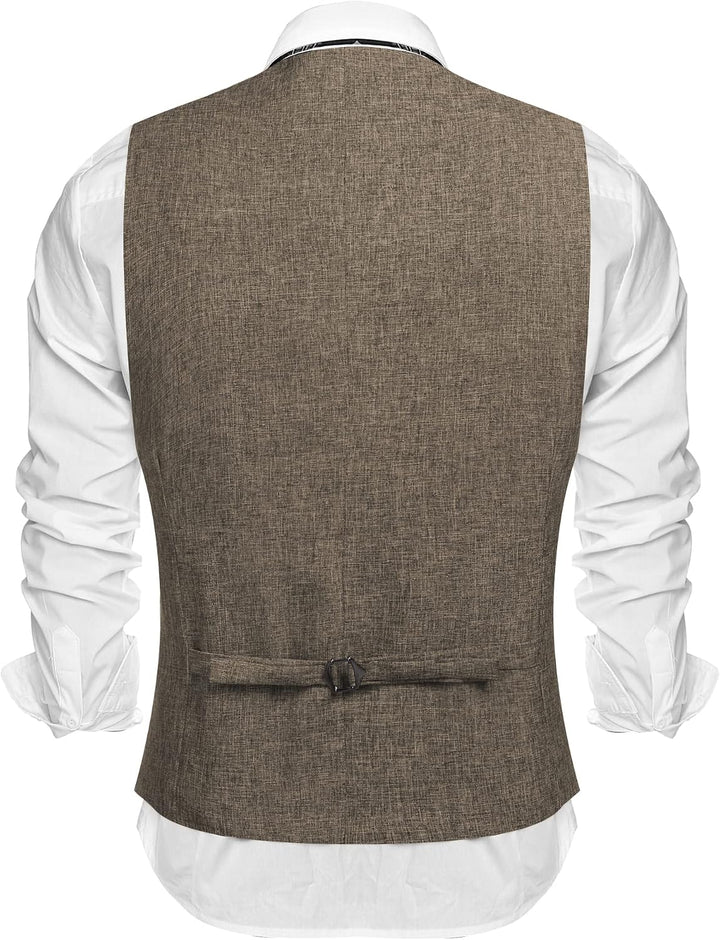 COOFANDY Herren Weste Casual Anzug Weste V-Ausschnitt Formale Business Party Hochzeit Trachtenweste